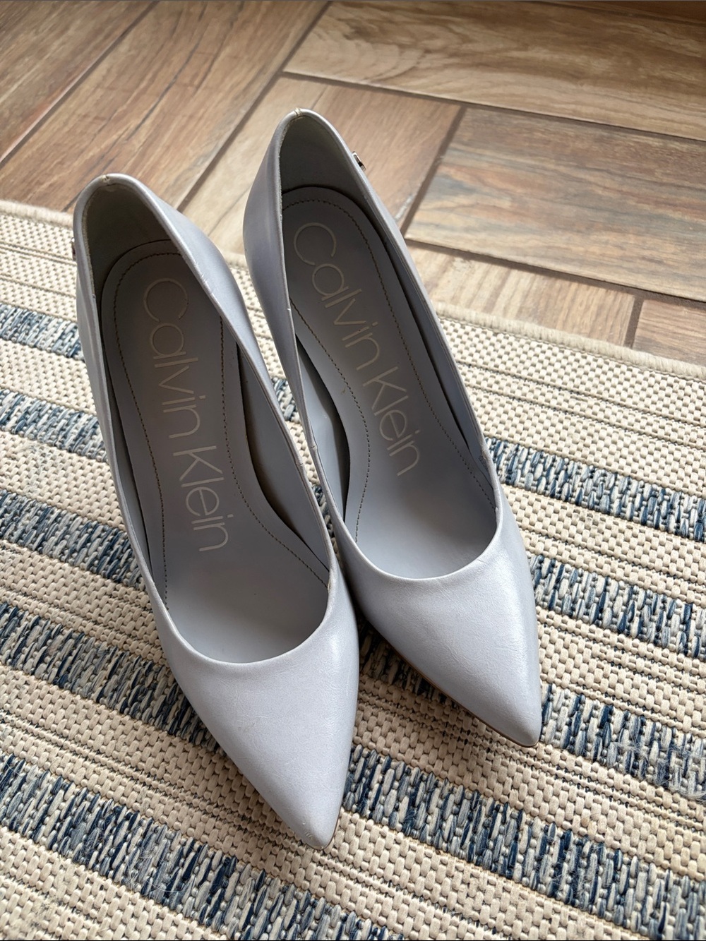 Calvin Klein Women's Pointed Leather Pumps in light blue